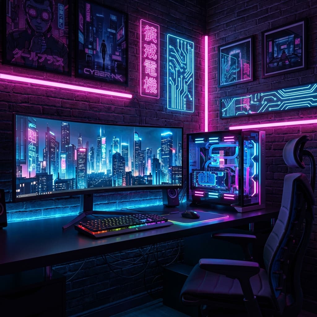 Cyberpunk Workspace - After